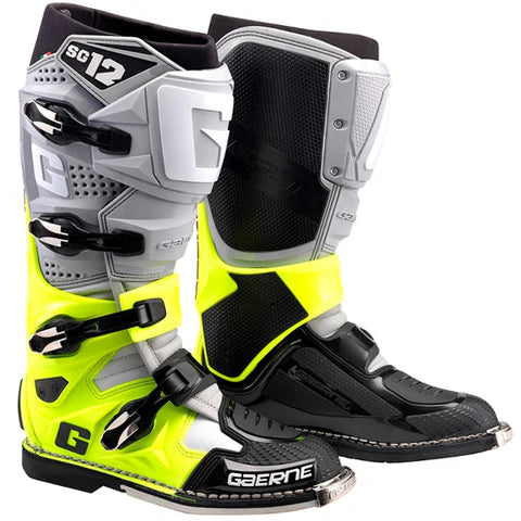 Gaerne SG12 Motocross Boots Grey/Yellow - UK7/US8 - Brand New