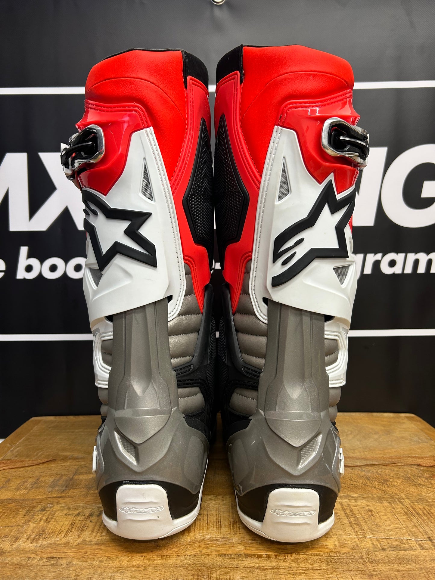 Alpinestars Tech 10 Motocross Boots Black Red Fluo Orange - Brand New! UK12